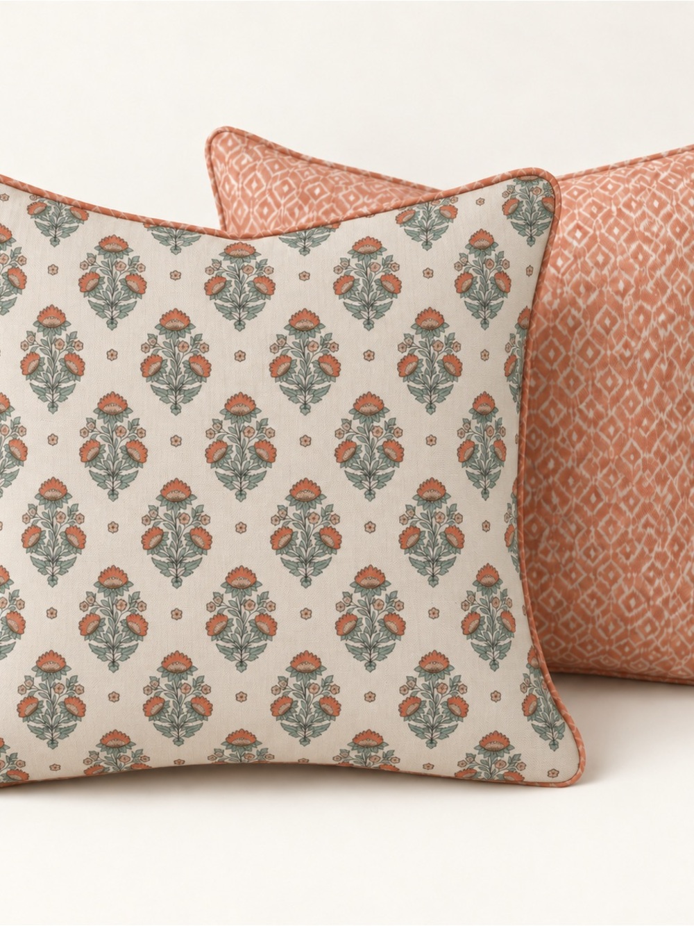 Lillian August Reversible Floral Pillow Covers 20x20 Coral Green